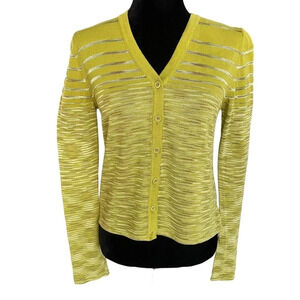 Vintage MISSONI Striped V-Neck Cardigan Sweater Green IT 42 or US 6